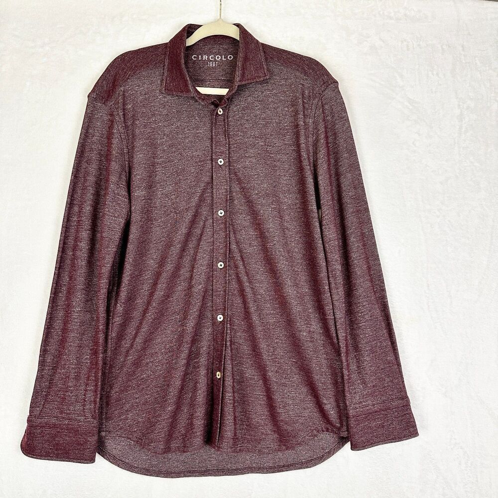 Circolo 1901 Men's Button Up Size XL Wool Cotton Blend Heather Burgundy